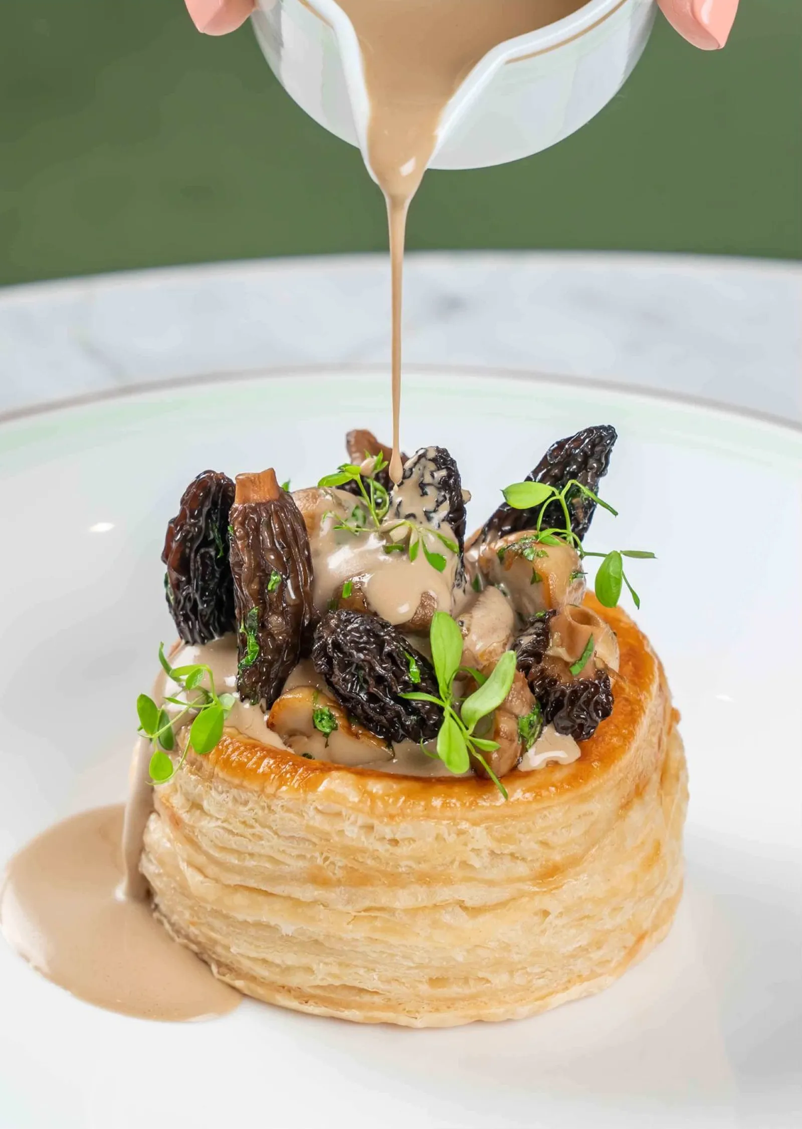 Scrambled eggs in a puff pastry shell.